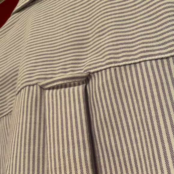 Men’s Saddlebred Wrinkle Free Button Down Shirt White/Purple Pinstripe - Picture 8 of 9